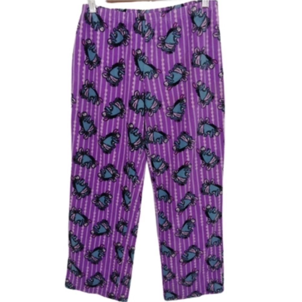 Disney Eeyore Winnie The Pooh Purple Fuzzy Stretchy Women's Pajama Pants Pjs